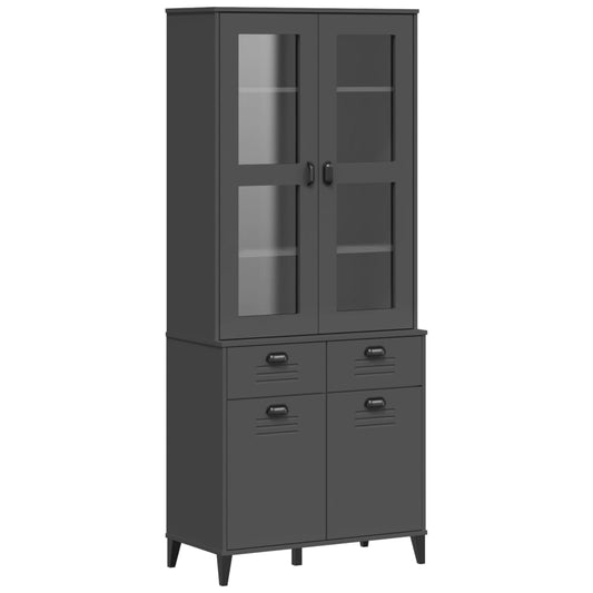 Highboard "VIKEN" Anthracite Grey 80x40x190 cm Solid Wood Pine