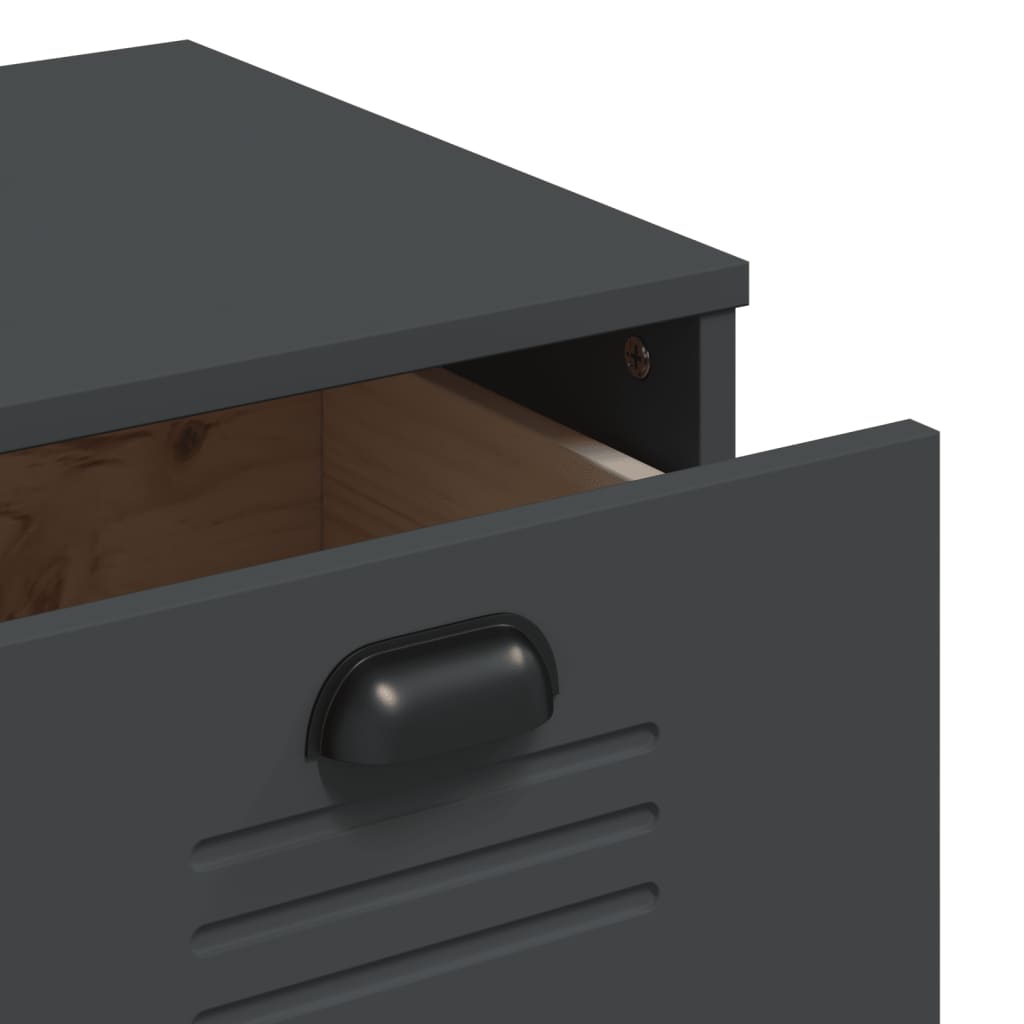 Highboard "VIKEN" Anthracite Grey 80x40x190 cm Solid Wood Pine