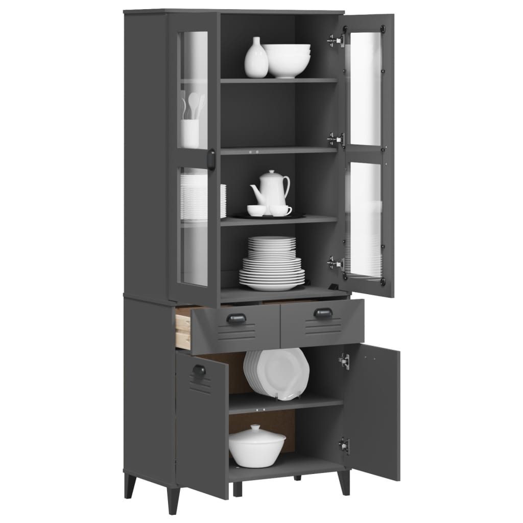 Highboard "VIKEN" Anthracite Grey 80x40x190 cm Solid Wood Pine