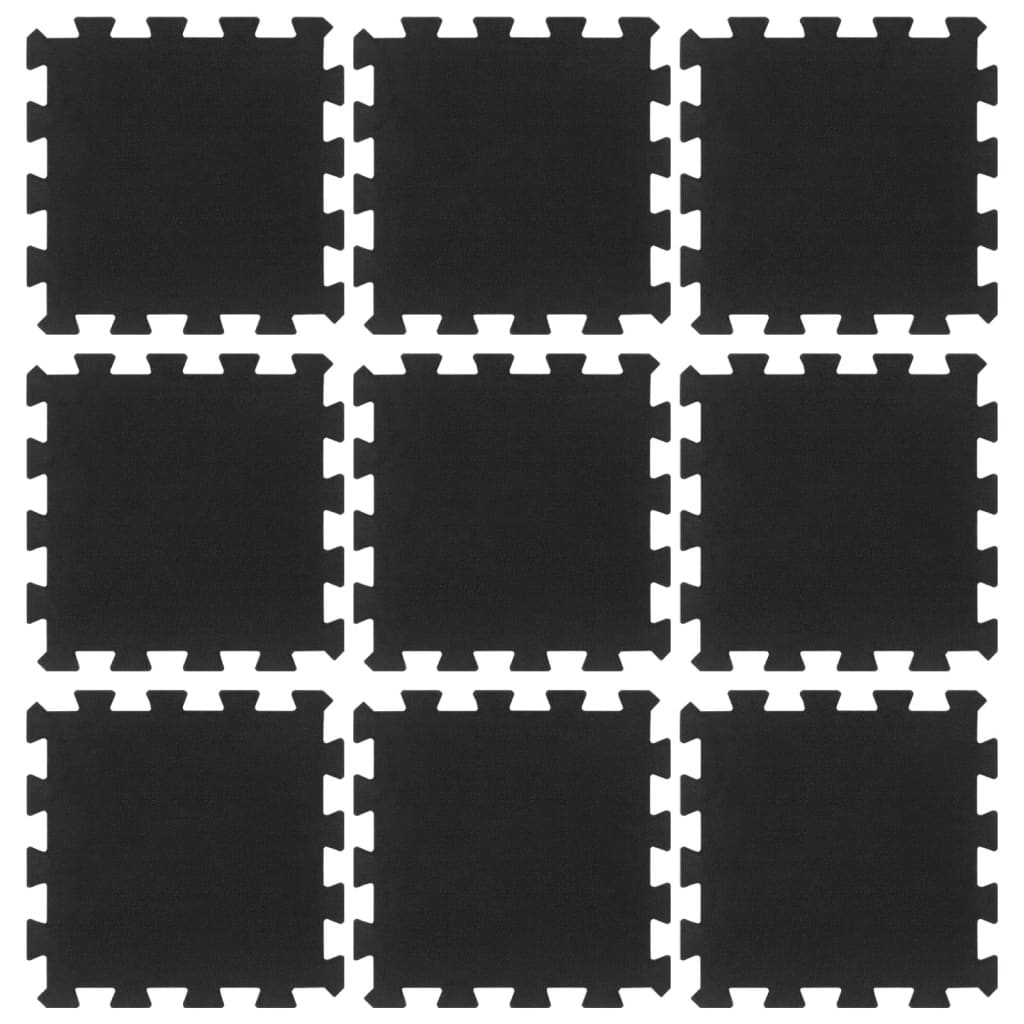 Rubber Floor Tiles 9 pcs Black 16 mm 30x30 cm