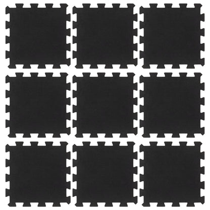 Rubber Floor Tiles 9 pcs Black 16 mm 30x30 cm