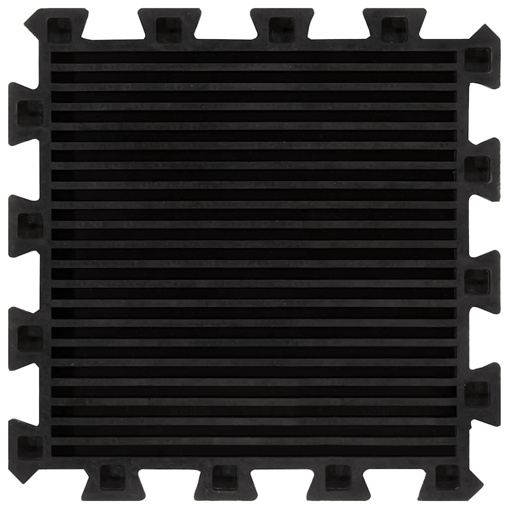 Rubber Floor Tiles 16 pcs Black 16 mm 30x30 cm