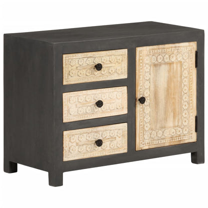 Sideboard Grey and White 75x35x55 cm Solid Mango Wood