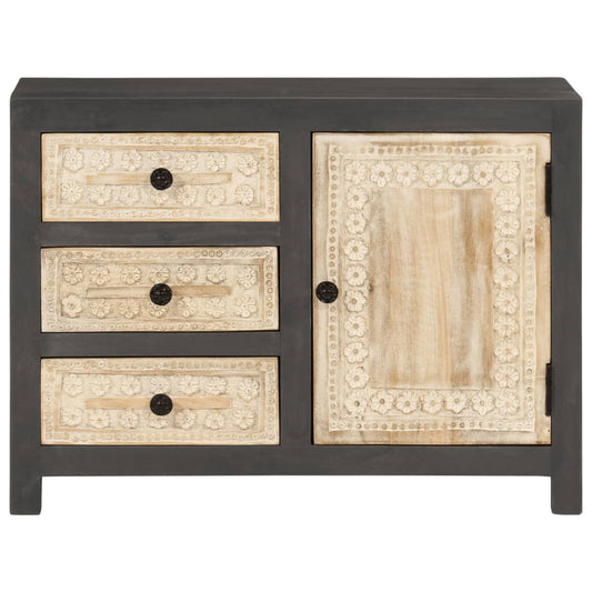Sideboard Grey and White 75x35x55 cm Solid Mango Wood
