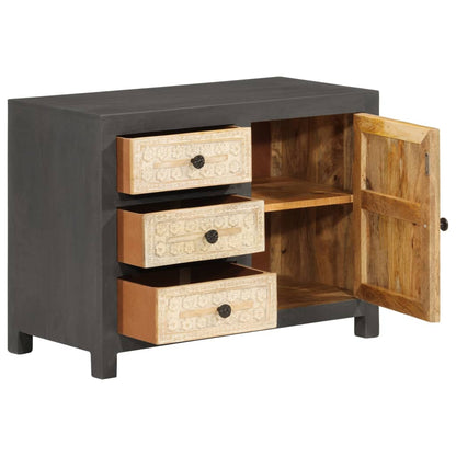 Sideboard Grey and White 75x35x55 cm Solid Mango Wood
