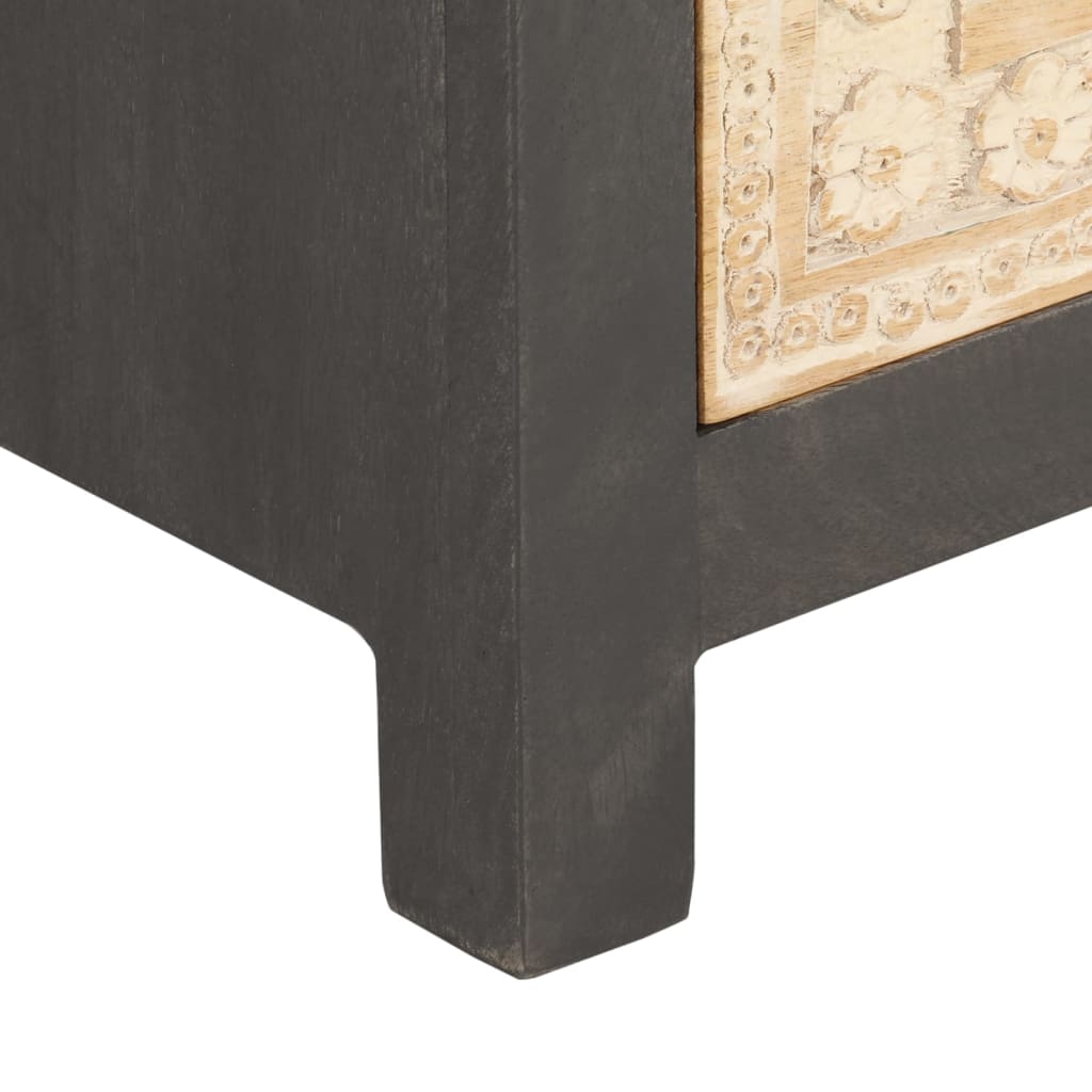 Sideboard Grey and White 75x35x55 cm Solid Mango Wood