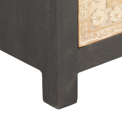 Sideboard Grey and White 75x35x55 cm Solid Mango Wood