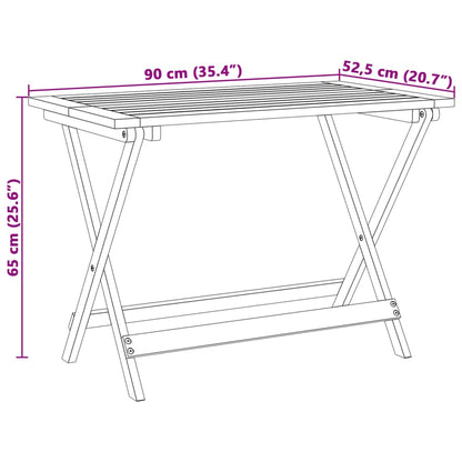 Folding Garden Table 90x52,5x65 cm Solid Wood Acacia