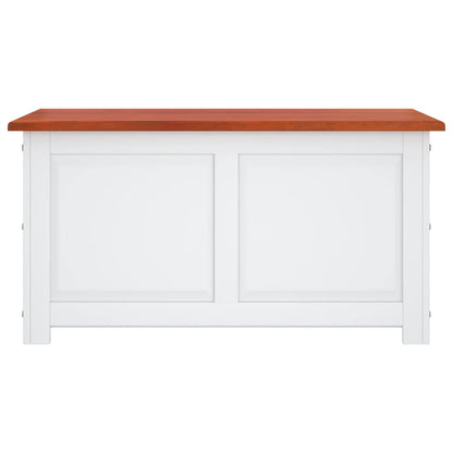 Storage Chest with Lid Brown and White Solid Wood Acacia