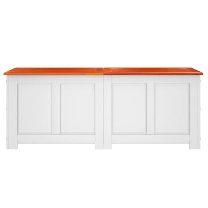 Storage Chest with Lid Brown and White Solid Wood Acacia