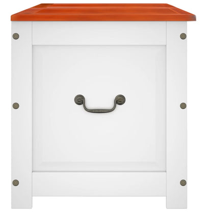 Storage Chest with Lid Brown and White Solid Wood Acacia