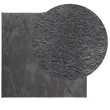 Rug HUARTE Short Pile Soft and Washable Anthracite 160x160 cm