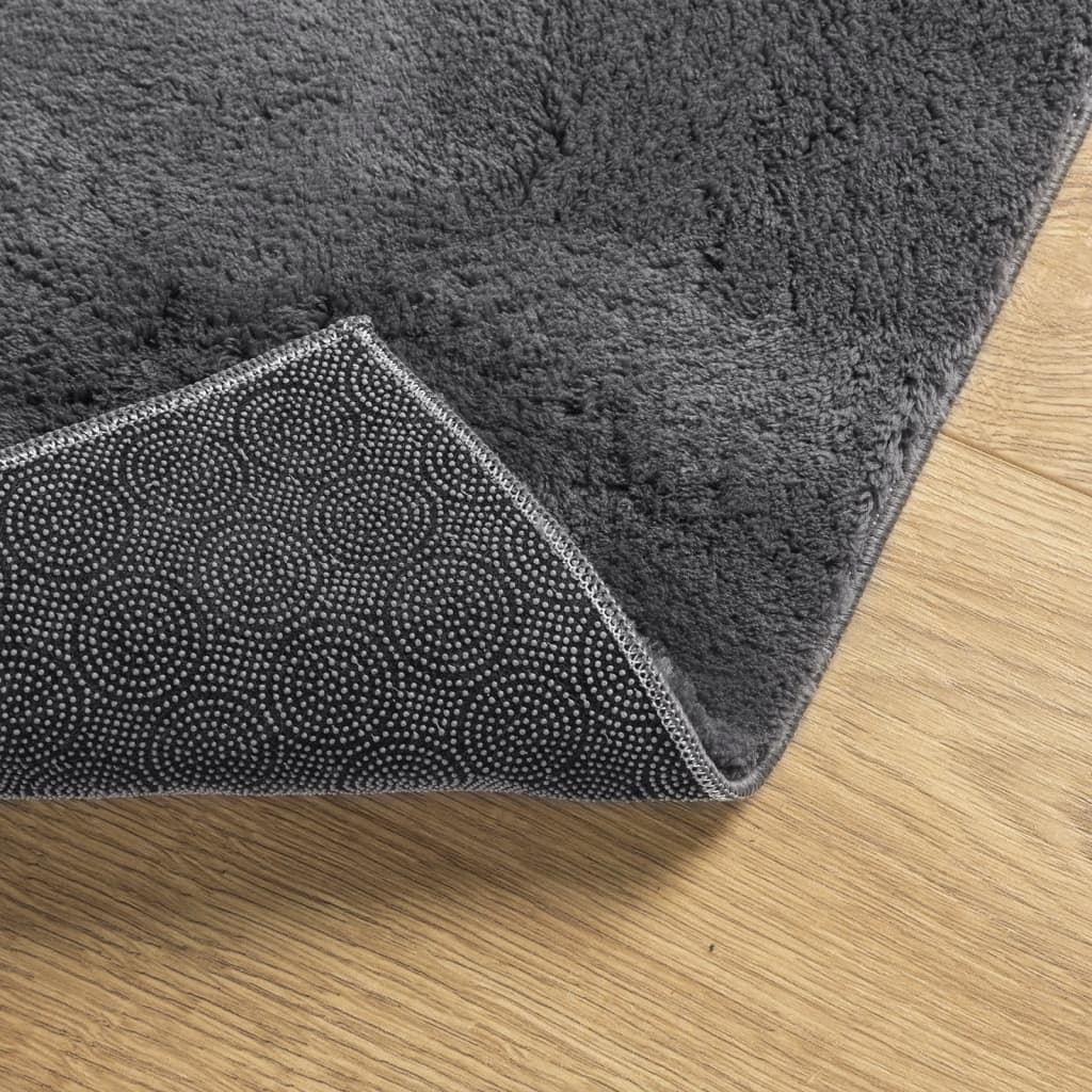 Rug HUARTE Short Pile Soft and Washable Anthracite 160x160 cm
