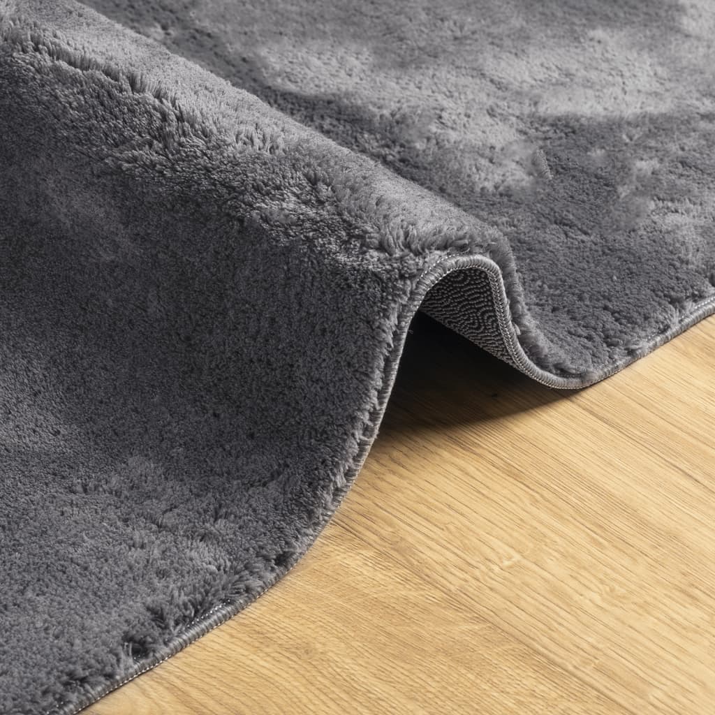 Rug HUARTE Short Pile Soft and Washable Anthracite 160x160 cm