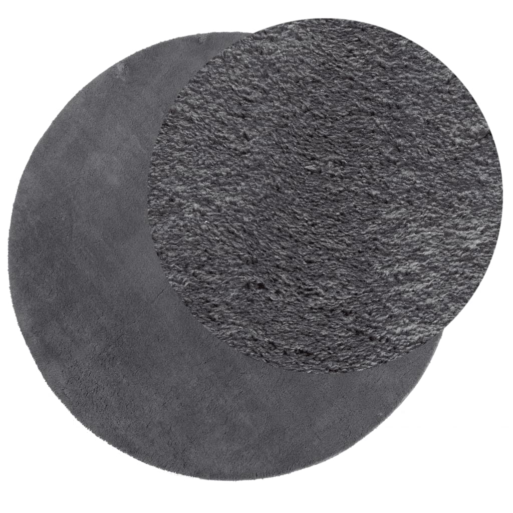 Rug HUARTE Short Pile Soft and Washable Anthracite Ø 120 cm