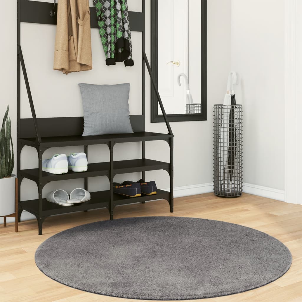 Rug HUARTE Short Pile Soft and Washable Anthracite Ø 120 cm