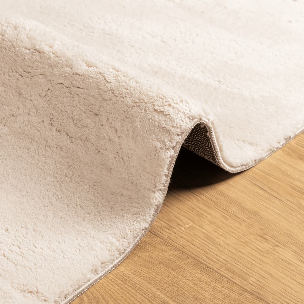 Rug HUARTE Short Pile Soft and Washable Beige 240x240 cm