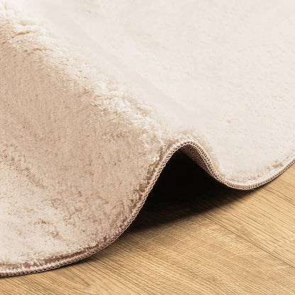 Rug HUARTE Short Pile Soft and Washable Beige Ø 100 cm