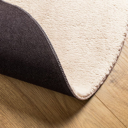 Rug HUARTE Short Pile Soft and Washable Beige Ø 160 cm