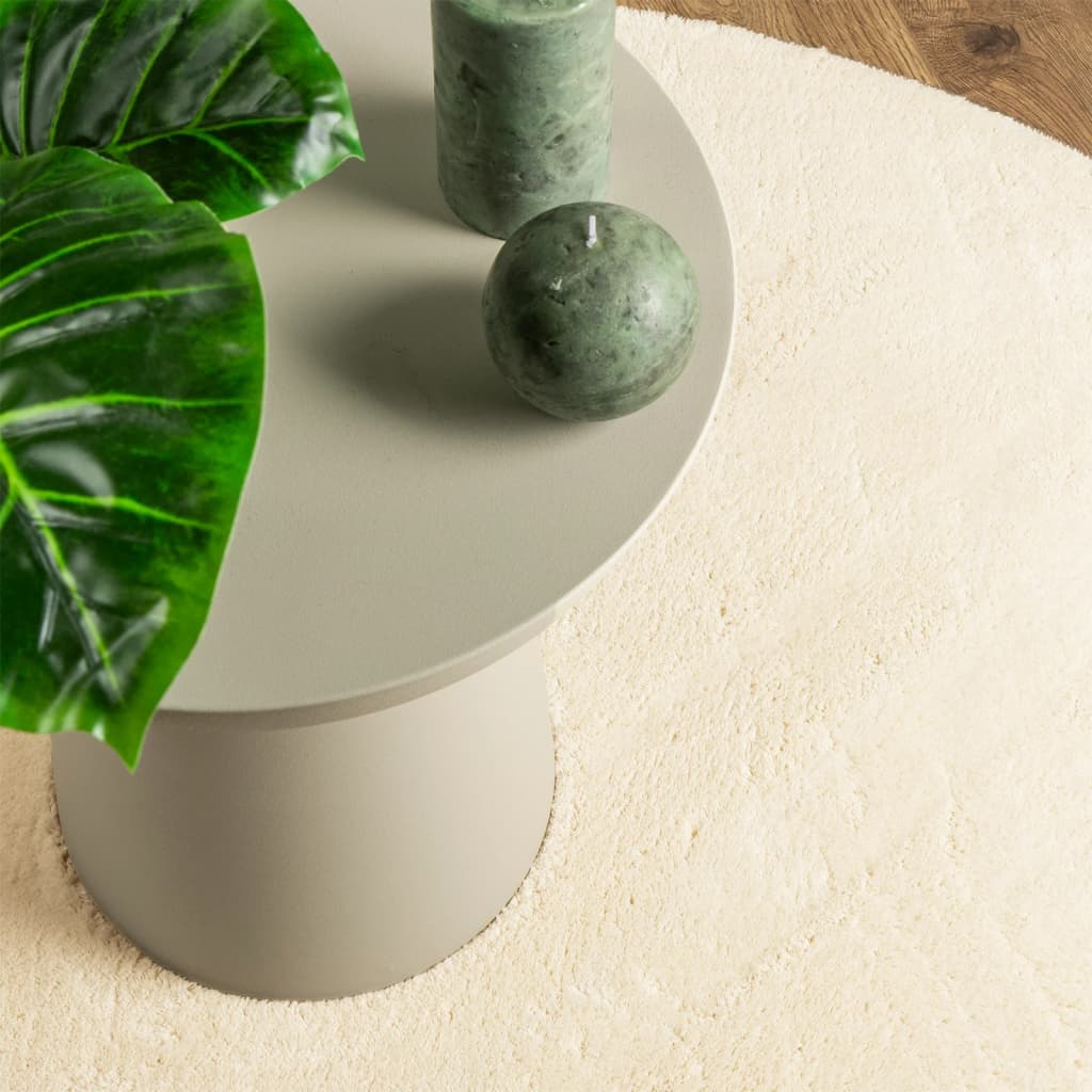 Rug HUARTE Short Pile Soft and Washable Cream Ø 100 cm