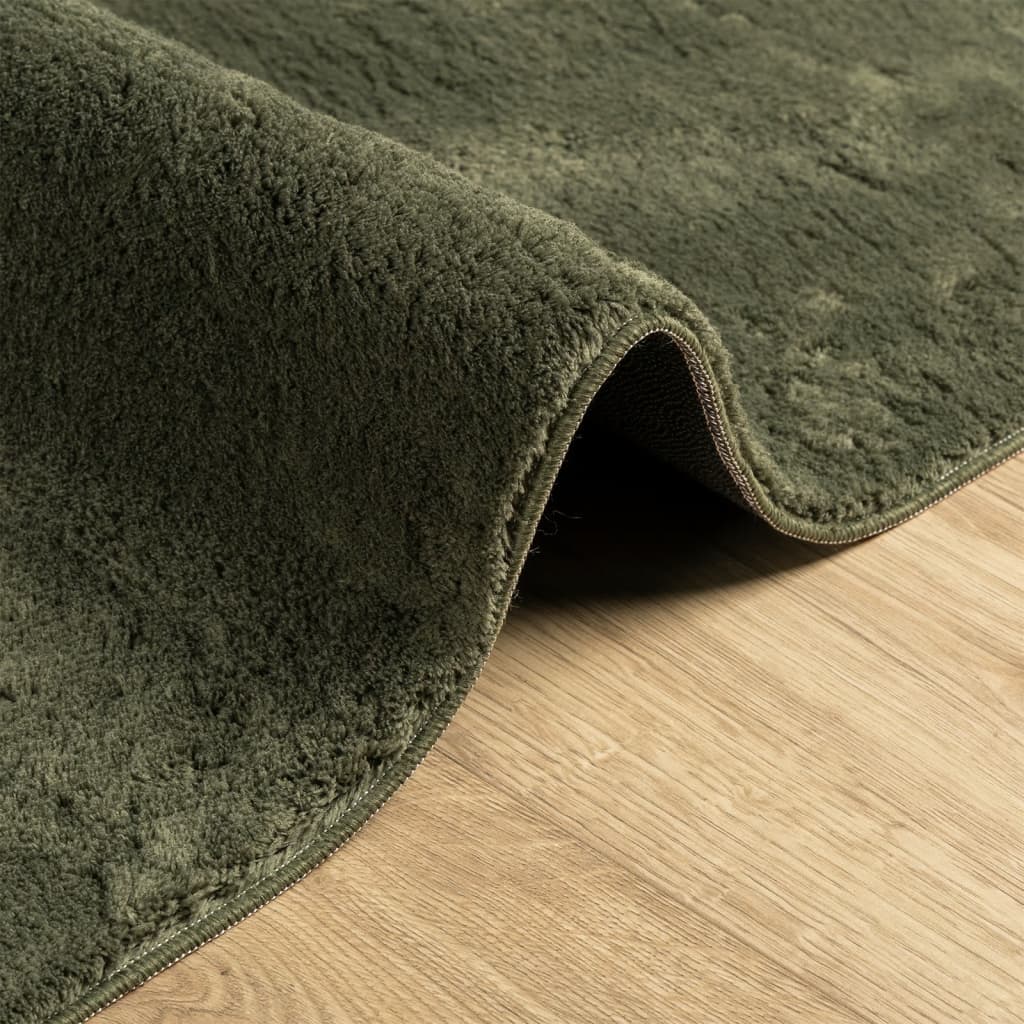 Rug HUARTE Short Pile Soft and Washable Forest Green 60x110 cm