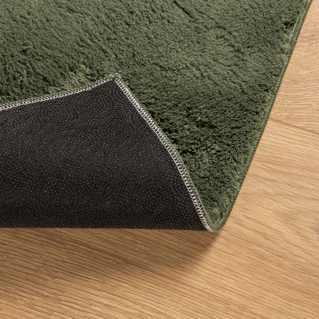 Rug HUARTE Short Pile Soft and Washable Forest Green 80x250 cm