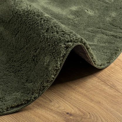 Rug HUARTE Short Pile Soft and Washable Forest Green Ø 100 cm