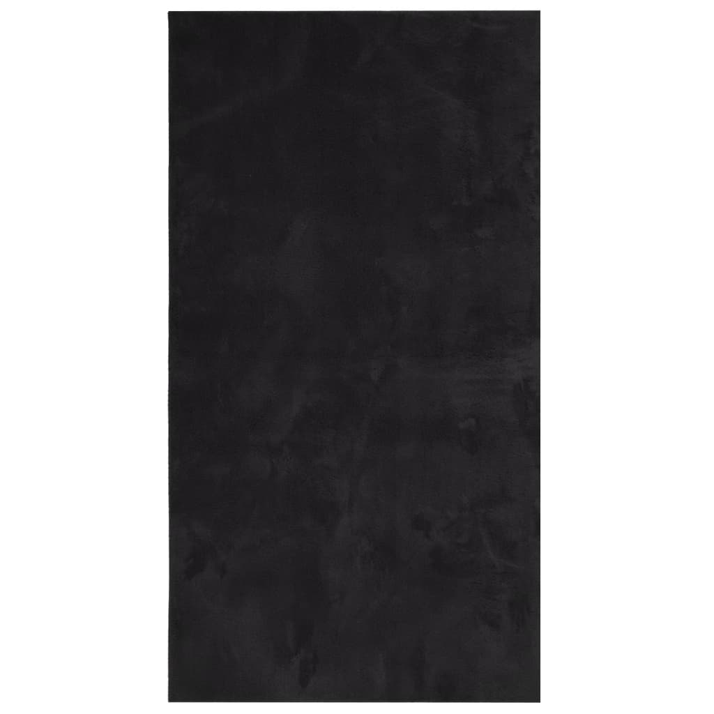 Rug HUARTE Short Pile Soft and Washable Black 80x150 cm