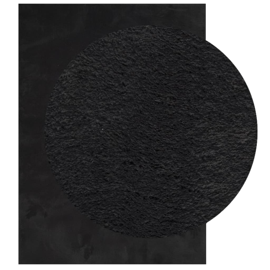 Rug HUARTE Short Pile Soft and Washable Black 120x170 cm