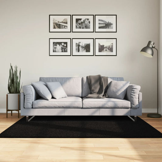 Rug HUARTE Short Pile Soft and Washable Black 120x170 cm