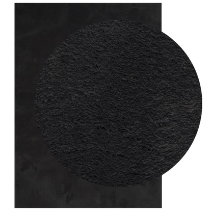 Rug HUARTE Short Pile Soft and Washable Black 140x200 cm