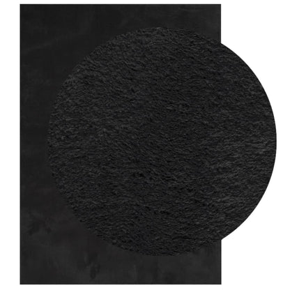 Rug HUARTE Short Pile Soft and Washable Black 160x230 cm