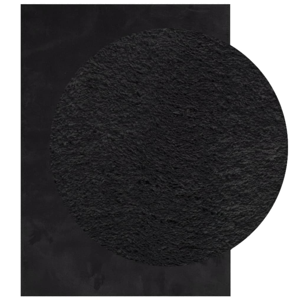 Rug HUARTE Short Pile Soft and Washable Black 240x340 cm