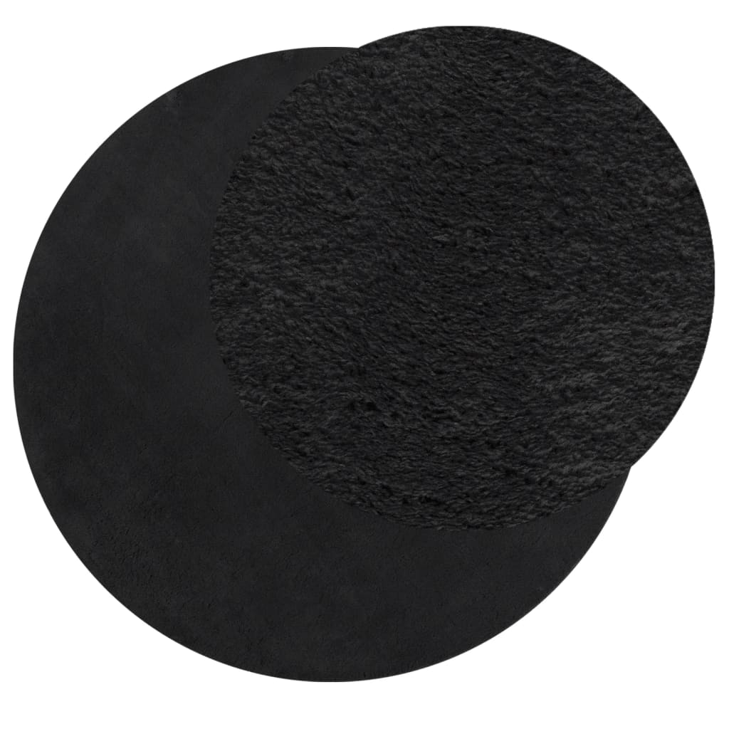 Rug HUARTE Short Pile Soft and Washable Black Ø 100 cm
