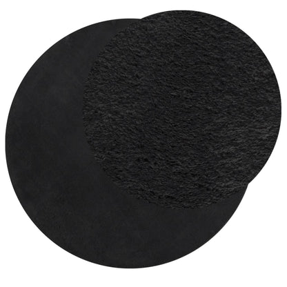 Rug HUARTE Short Pile Soft and Washable Black Ø 100 cm