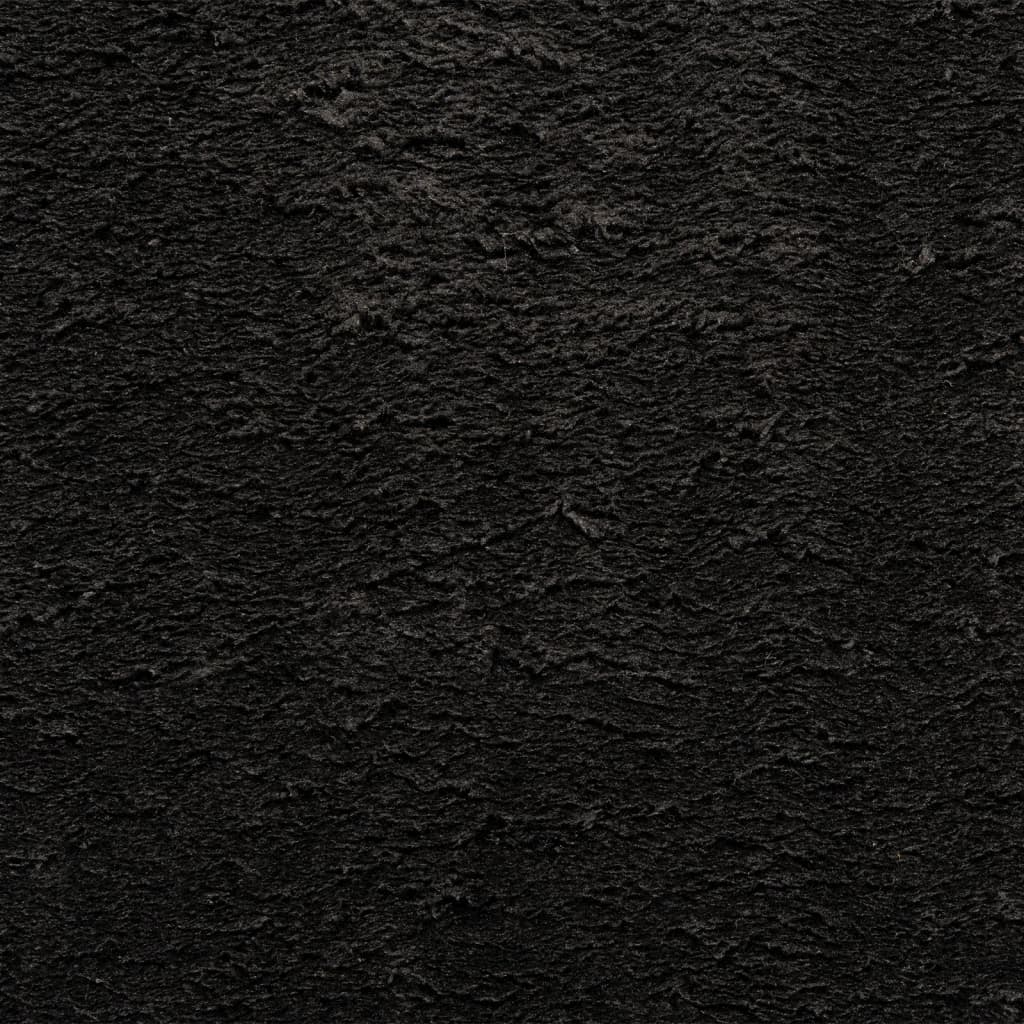 Rug HUARTE Short Pile Soft and Washable Black Ø 100 cm