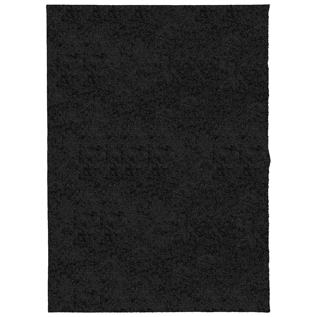 Shaggy Rug PAMPLONA High Pile Modern Black 140x200 cm