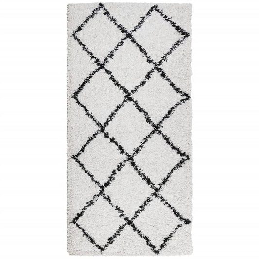 Shaggy Rug PAMPLONA High Pile Modern Cream and Black 100x200 cm