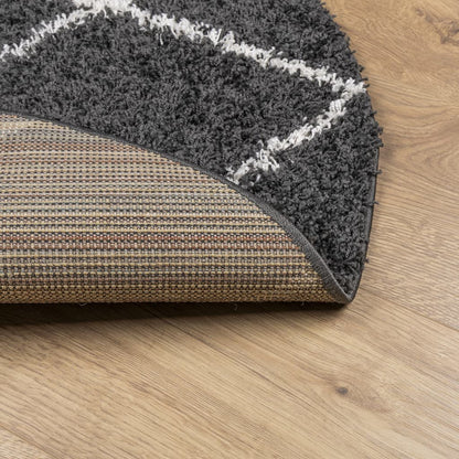 Shaggy Rug PAMPLONA High Pile Modern Black and Cream Ø 280 cm
