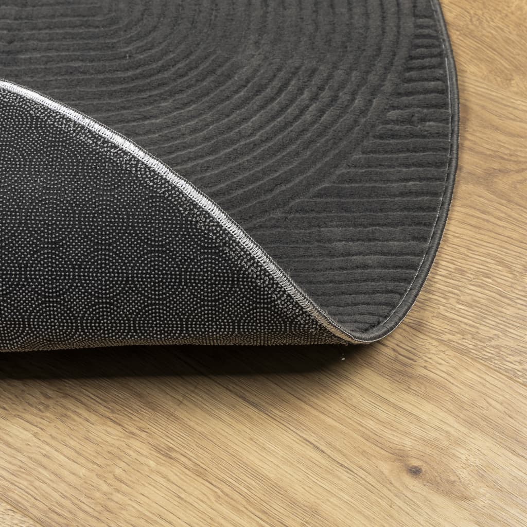 Rug IZA Short Pile Scandinavian Look Anthracite Ø 120 cm