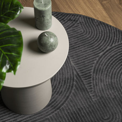 Rug IZA Short Pile Scandinavian Look Anthracite Ø 120 cm