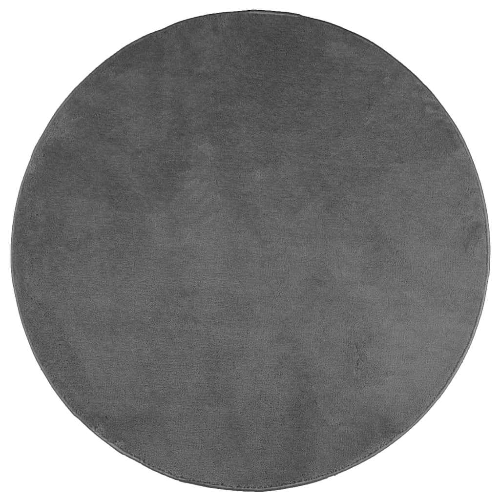 Rug OVIEDO Short Pile Anthracite Ø 200 cm