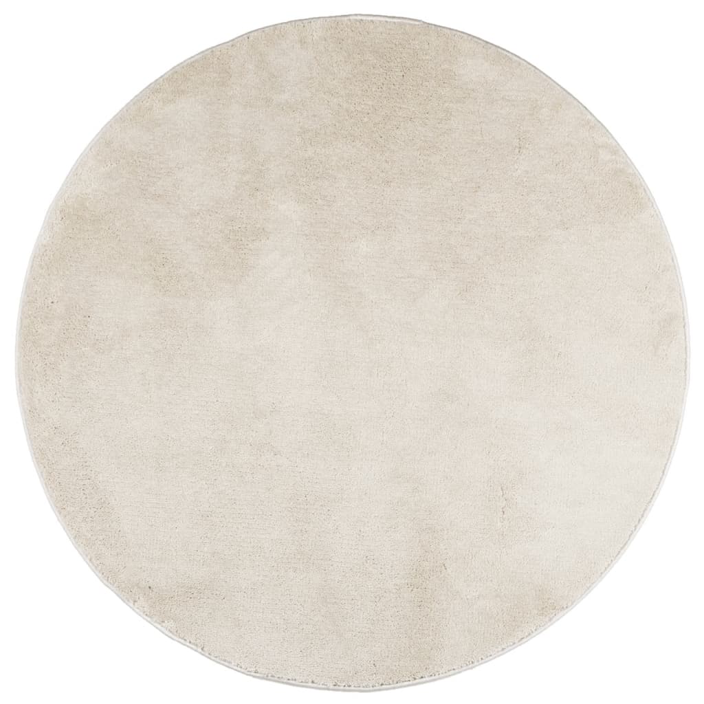 Rug OVIEDO Short Pile Beige Ø 120 cm