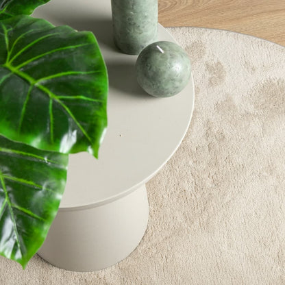 Rug OVIEDO Short Pile Beige Ø 160 cm