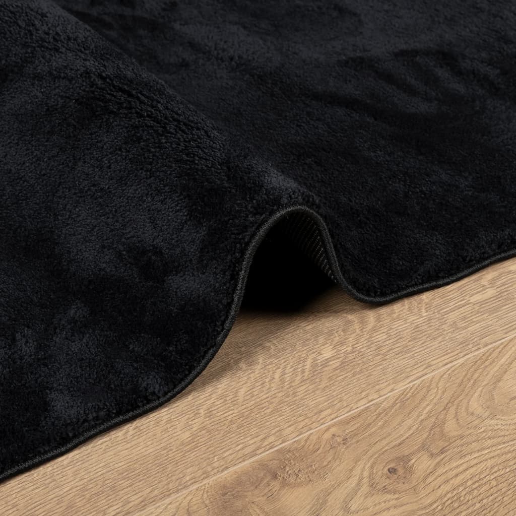 Rug OVIEDO Short Pile Black 120x120 cm