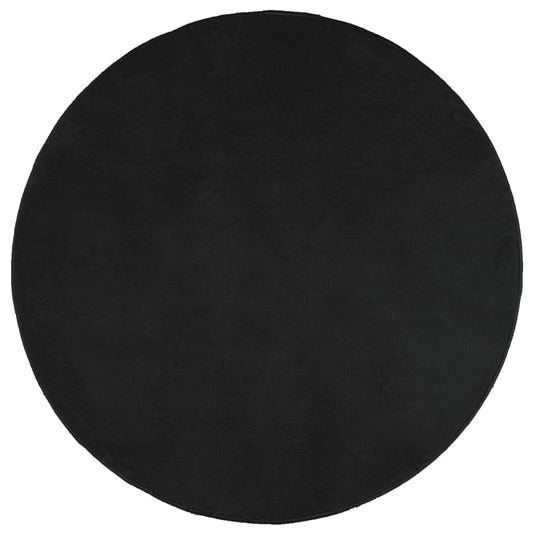 Rug OVIEDO Short Pile Black Ø 160 cm