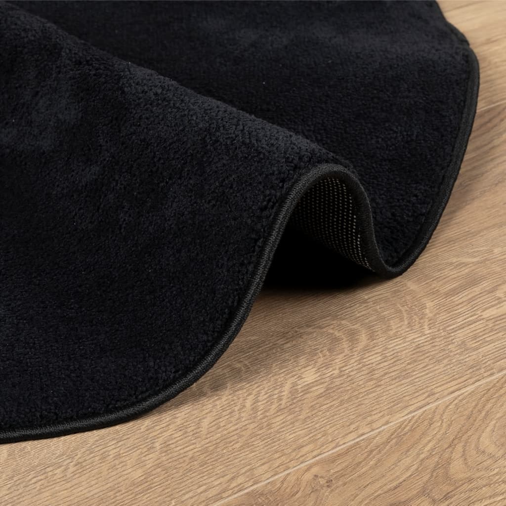 Rug OVIEDO Short Pile Black Ø 160 cm
