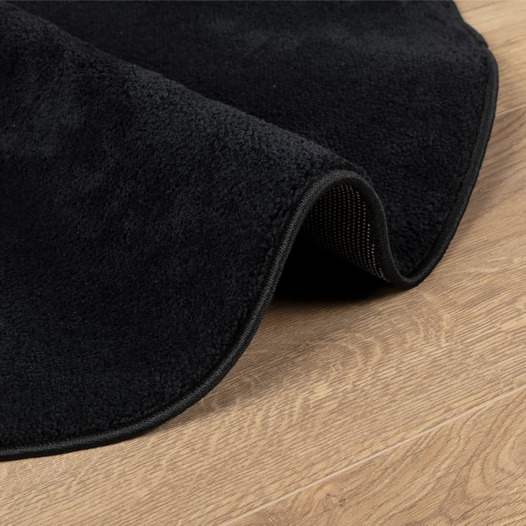 Rug OVIEDO Short Pile Black Ø 200 cm