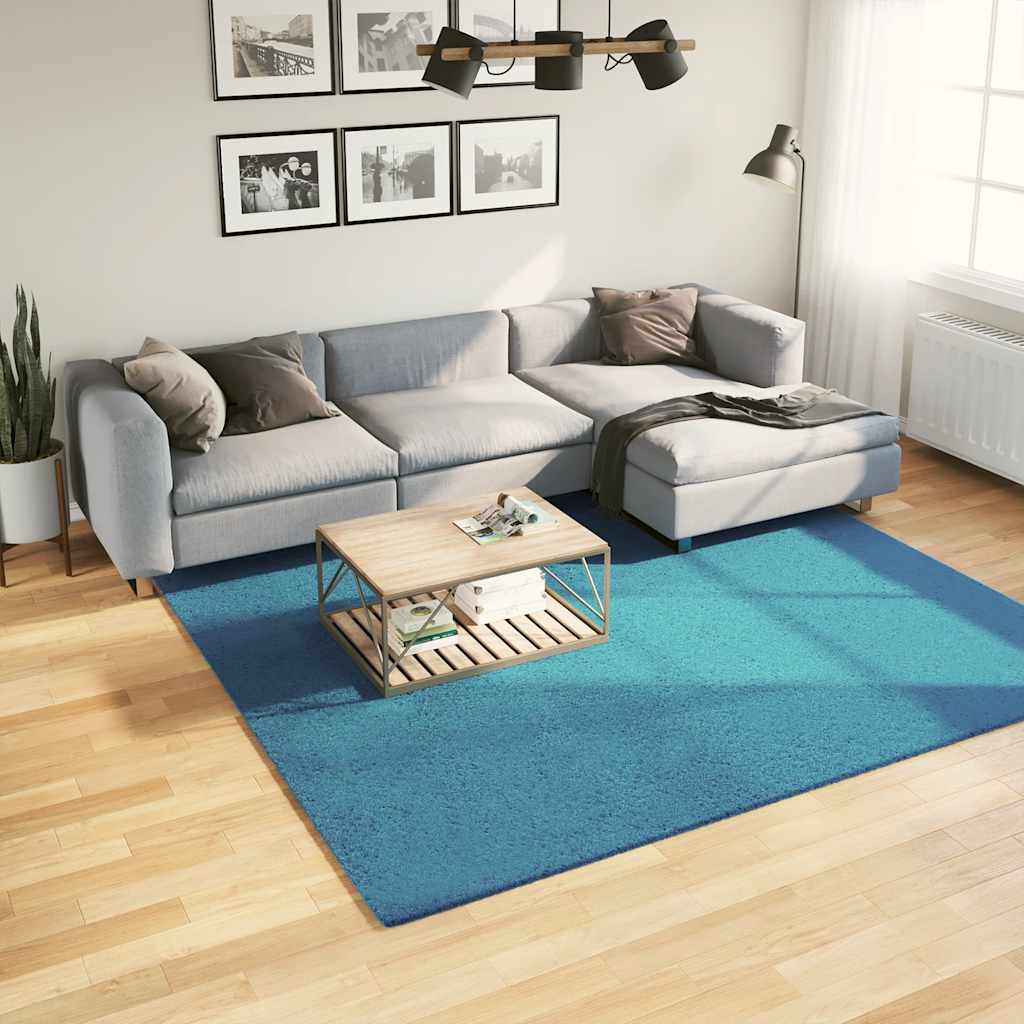 Rug OVIEDO Short Pile Turquoise 240x240 cm