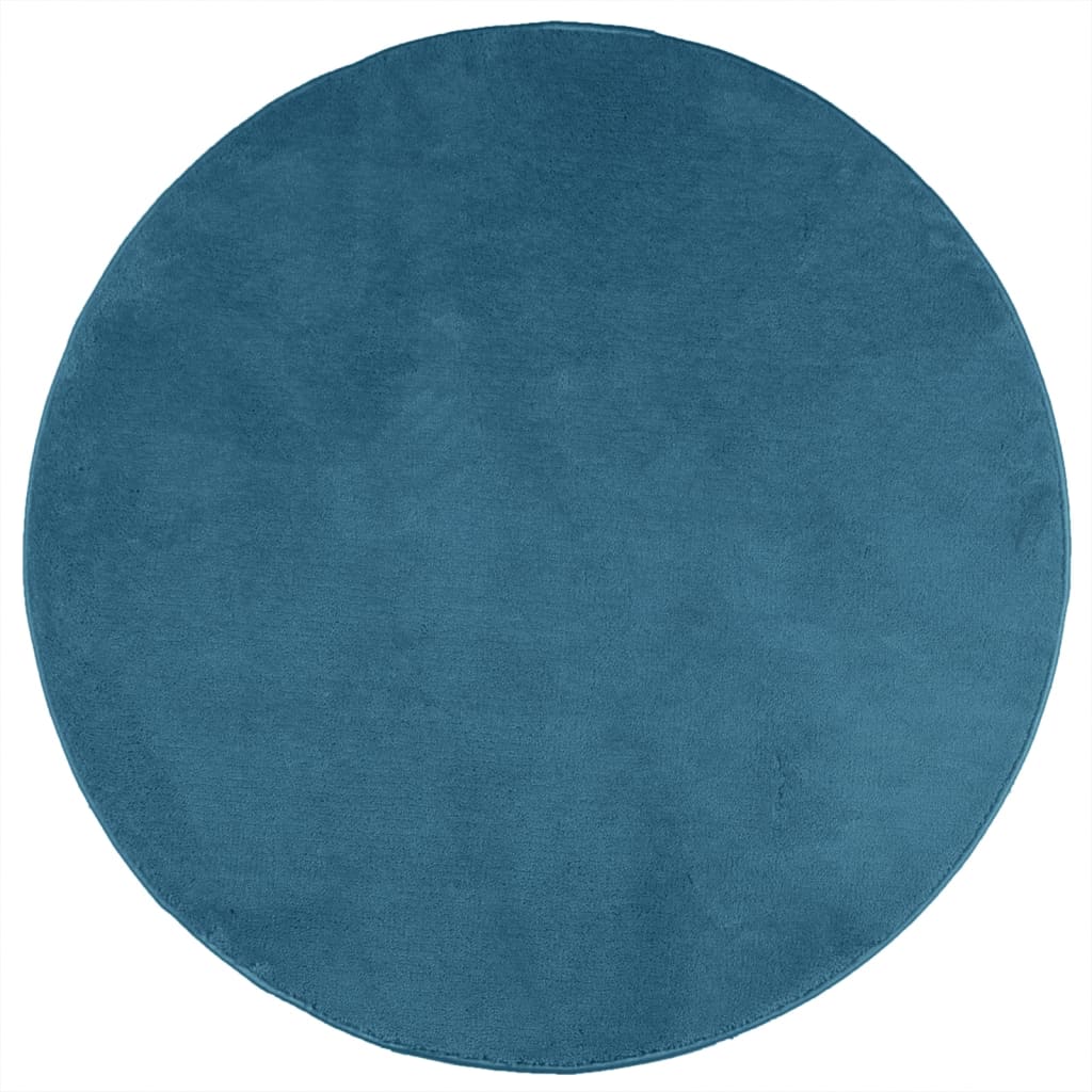Rug OVIEDO Short Pile Turquoise Ø 160 cm